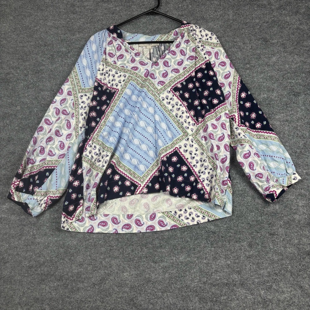LOFT Boho Patchwork Blouse Size L